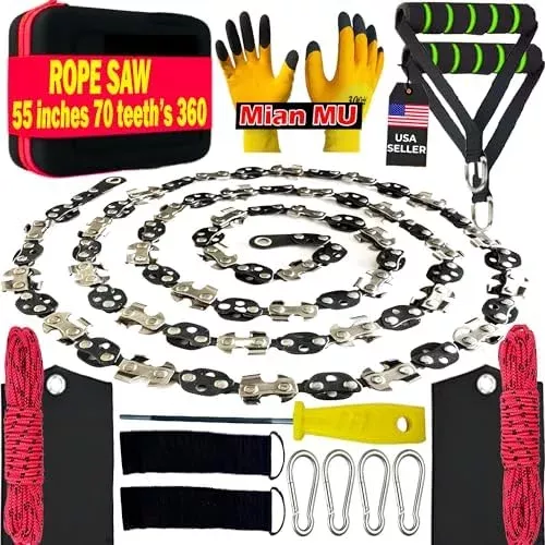 55 Inch High Limb Rope Saw with 70 Sharp Teeth, Effortless 360° Arbori