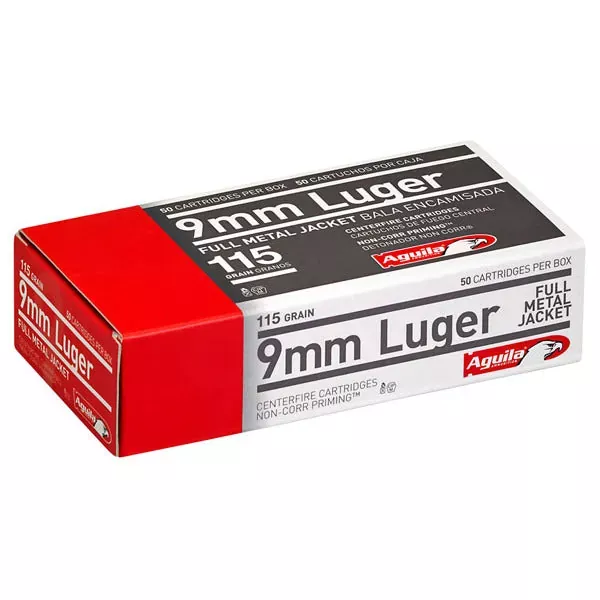 Aguila 9mm Luger Ammunition 115 Grain Full Metal Jacket Box of 50