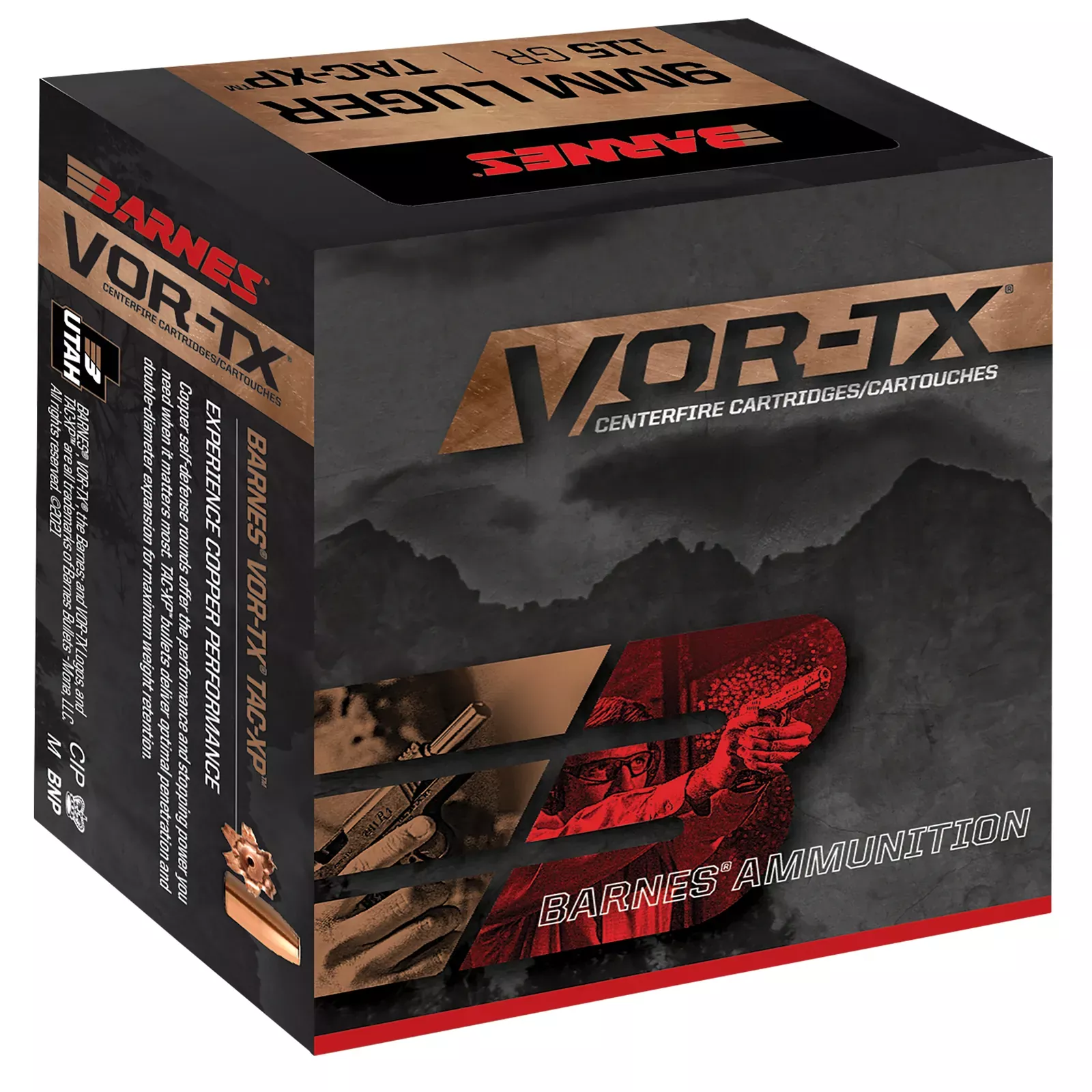 Barnes VOR-TX Pistol Ammunition 32005, 9mm Luger, XPB, 115 gr, 20 Rd/Bx