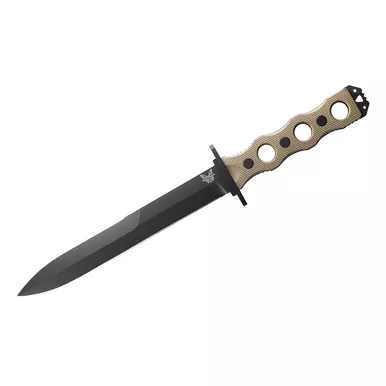 Benchmade 185BK-1 SOCP Double-Edge Dagger, Plain Edge w/ Desert Tan Sheath