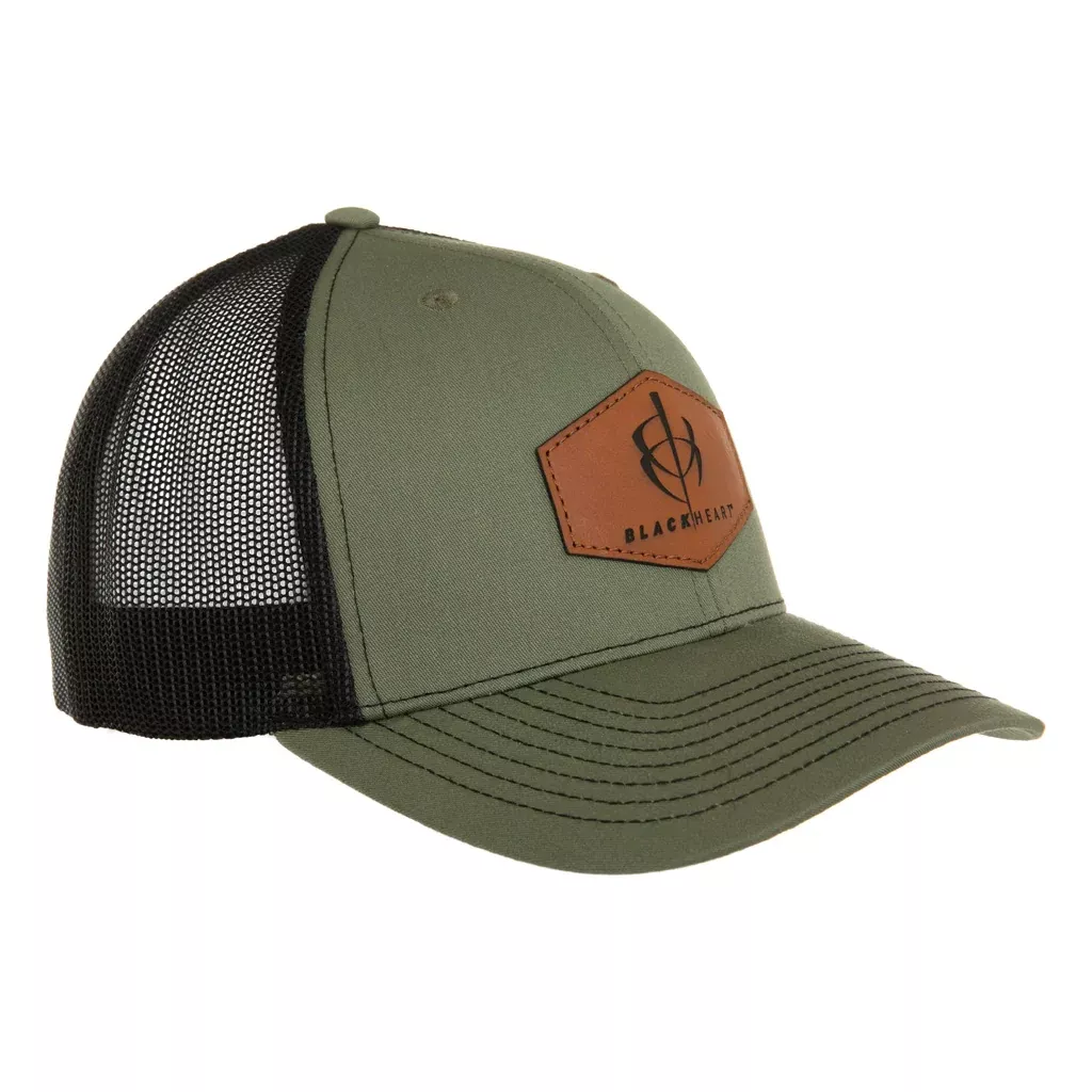 BlackHeart Mesh Back Patch Logo Hat Green Black