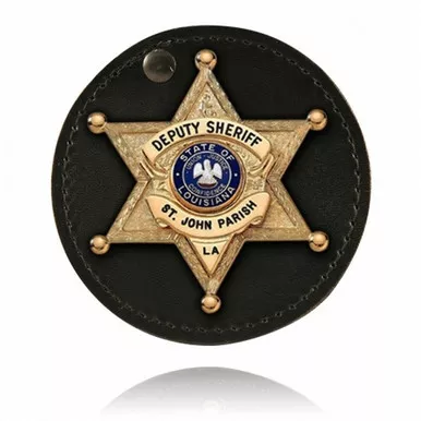 Boston Leather Model 5889S 3" Circle Badge Holder, Hook & Loop Closure