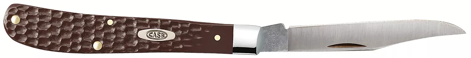 Case 00135 Slimline Trapper Folding Pocket Knife 3.25" Plain Mirror Polished Tru-Sharp SS Clip Blade, Brown Synthetic Handle