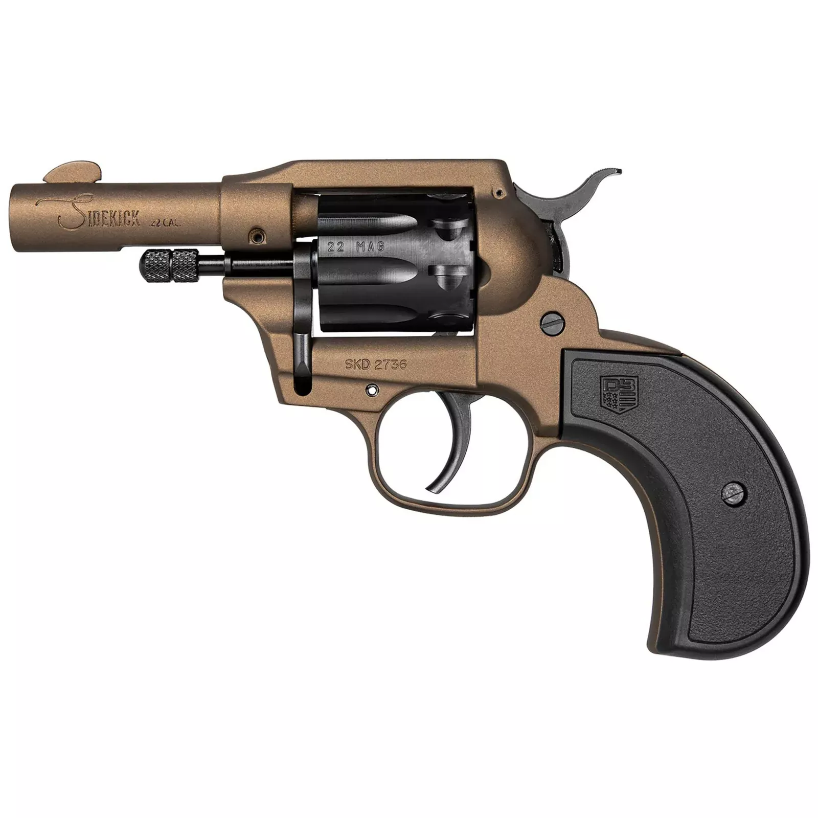 Diamondback Sideick Revolver DB0600A071, 22 LR, 3″, Black Birdshead Polymer Grips, Midnigth Bronze Finish, 9 Rds