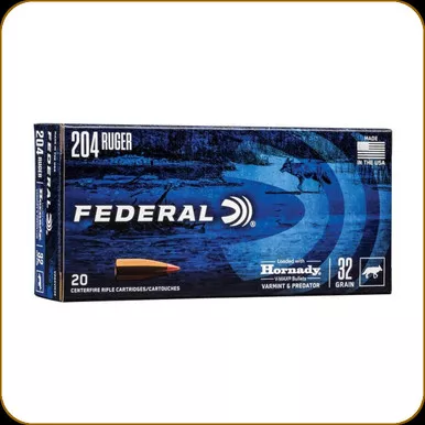 Federal - 204 Ruger - 32 Gr - Varmint and Predator - Hornady V-Max - 20ct - V204VM32