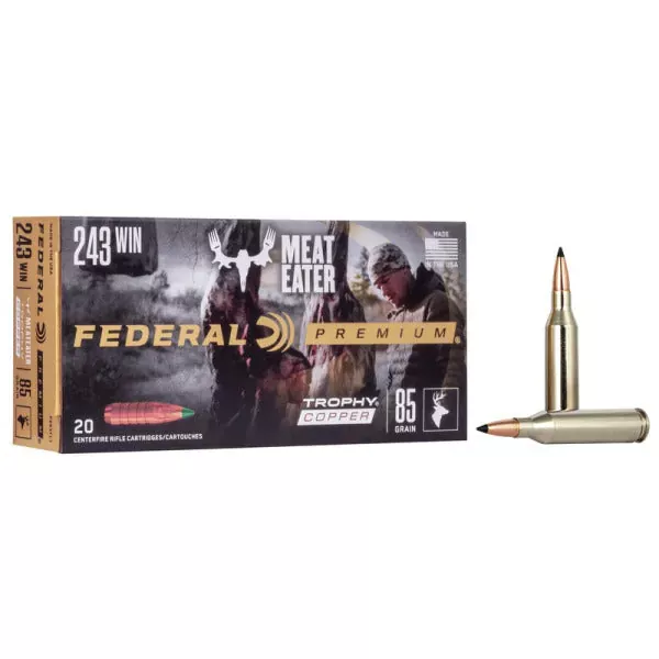 Federal Premium Trophy Copper 243 Winchester Ammunition 85 Grain Polymer Tip Box of 20