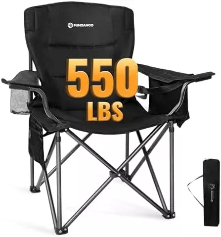 FUNDANGO Oversized Camping Chair for Adults, 550 Lbs Portable Folding