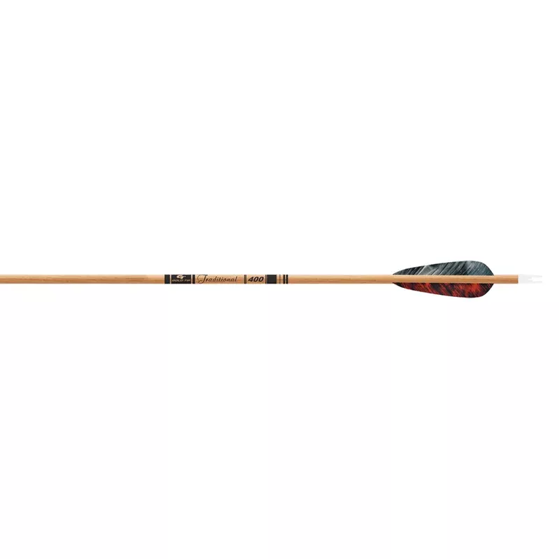 Gold Tip Traditional Arrows 400 — 4 in Feathers, 6 Pack