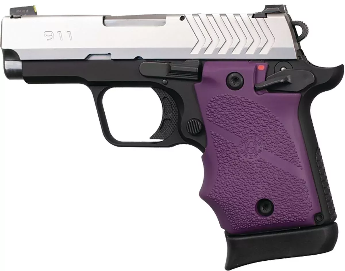 Hogue Springfield Armory 911 9mm Ambi Safety Rubber Grip Purple