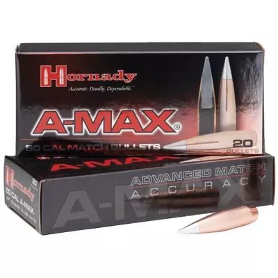 Hornady Rifle Bullet 30 Caliber 168 Grain A-Max 100/Box (30502), Not Loaded
