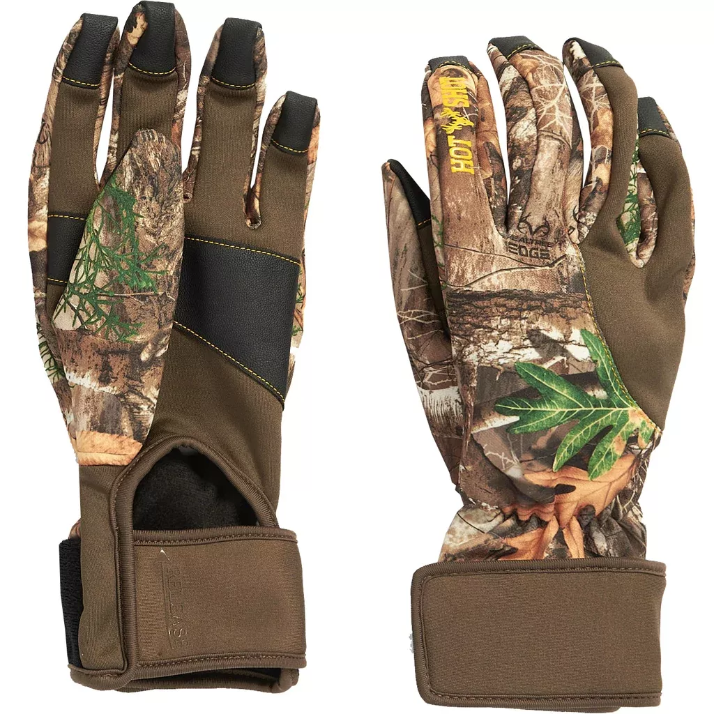 Hot Shot Axel Archery Touch Glove with Release Opening Realtree Edge Large
