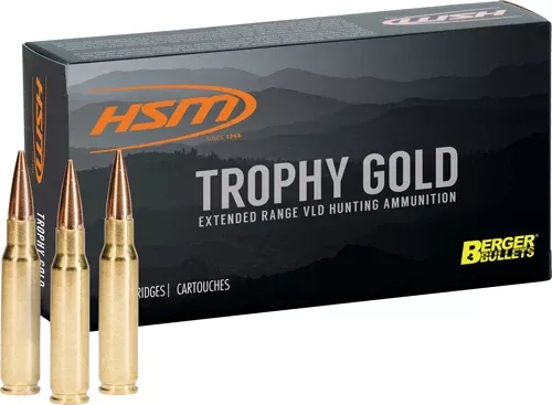 HSM .338 Lapua Magnum Trophy Gold 300 grain Berger Match Hybrid Open Tip Match ammunition
