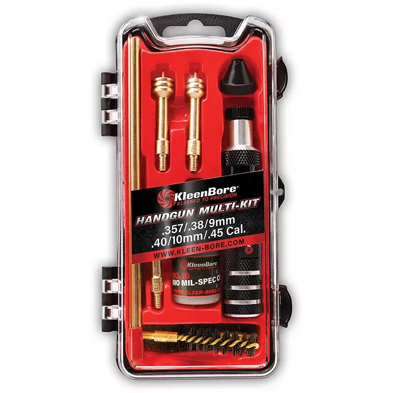 KleenBore HMK3845 Multi-Pistol Cleaning Kit, Multi-Caliber Handgun, Black/Red