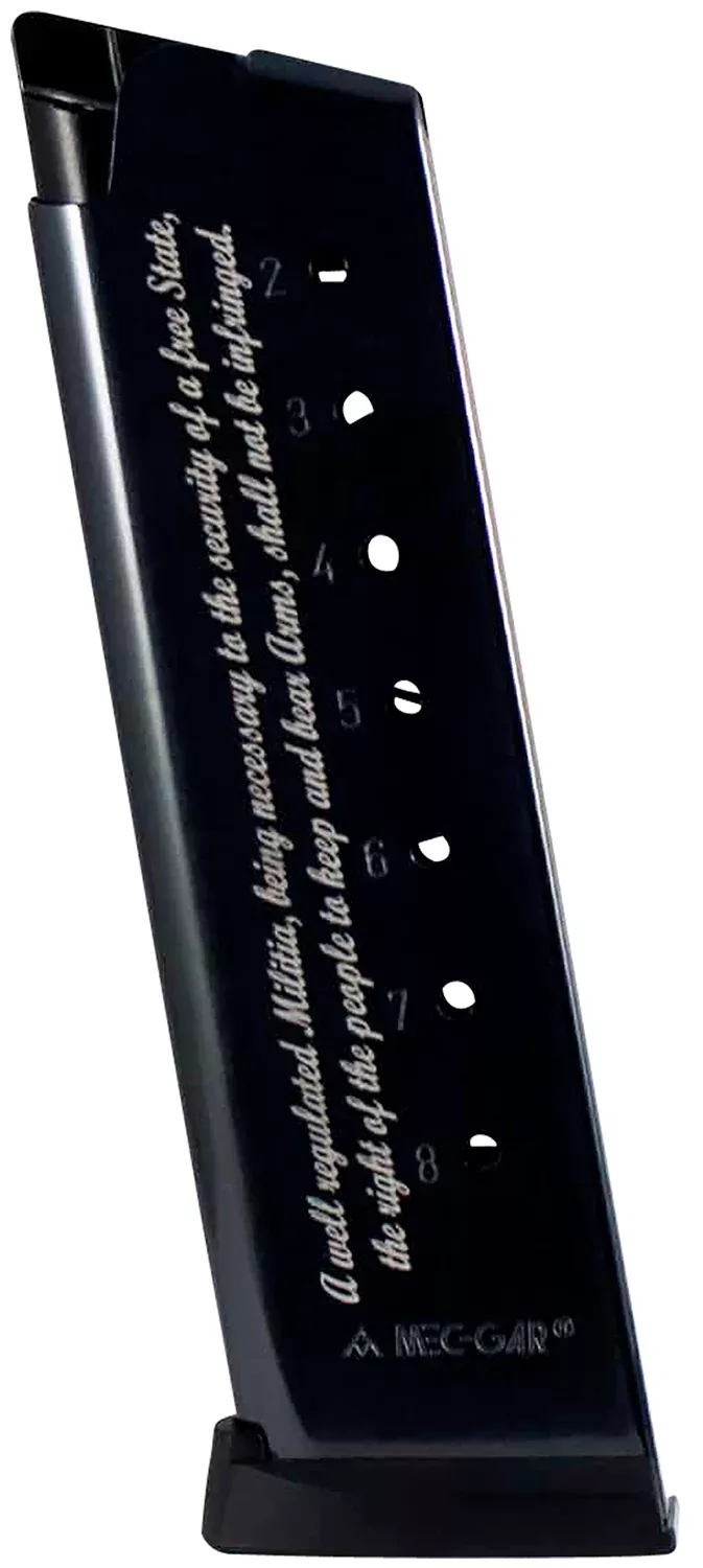 Mec-Gar 8-Round .45 ACP Blued Magazine for 1911 Government with Engraved 2nd Amendment