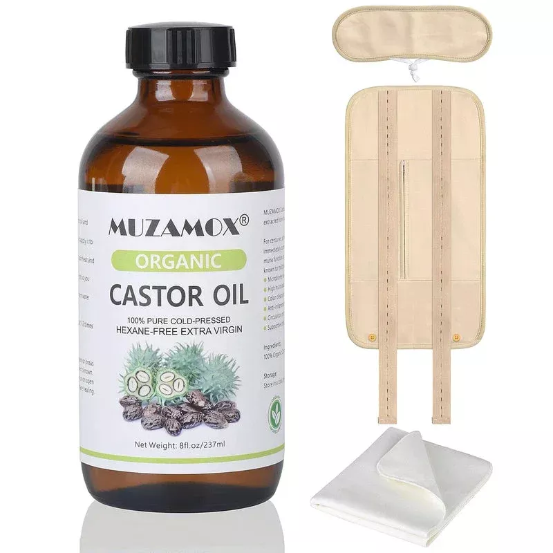 MUZAMOX MUZAMOX Castor Oil Organic Cold Pressed Unrefined Glass Bottle