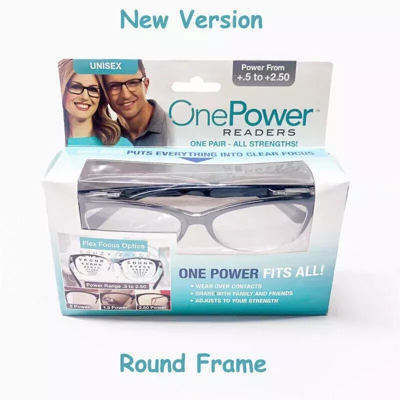 One Power Adjustable Auto Focus Reading Glasses +0.5 to +2.5 Unisex Pr
