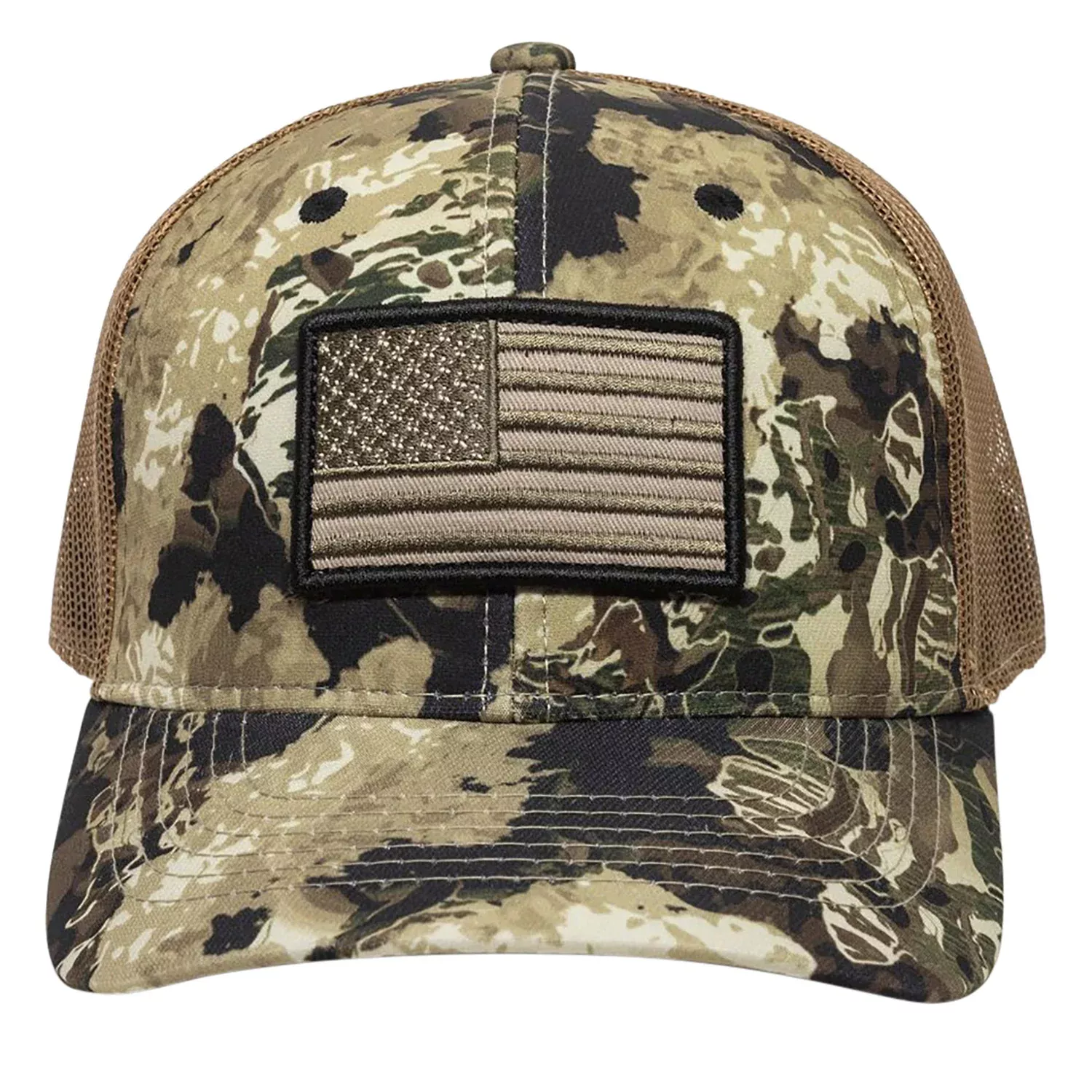 Outdoor Cap USA-170 Structured Snapback Cap USA Flag Veil Whitetail Brown OSFA