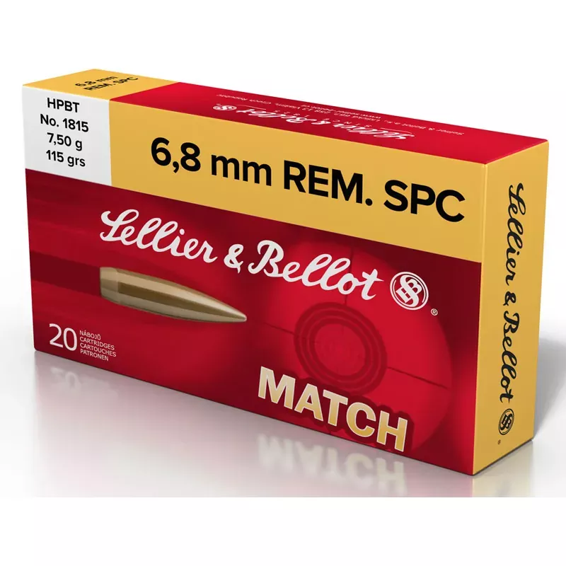 Sellier & Bellot Rifle Ammunition SB68D, 6.8 MM, BTHP, 115 GR, 2477 fps, 20 Rd/bx