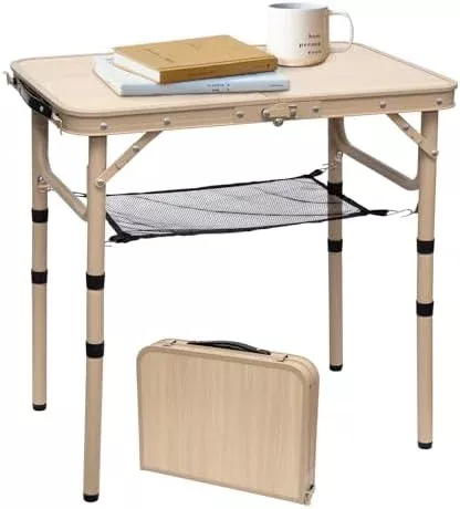 Small Folding Table 2FT Camping Table 3 Adjustable Height Lightweight