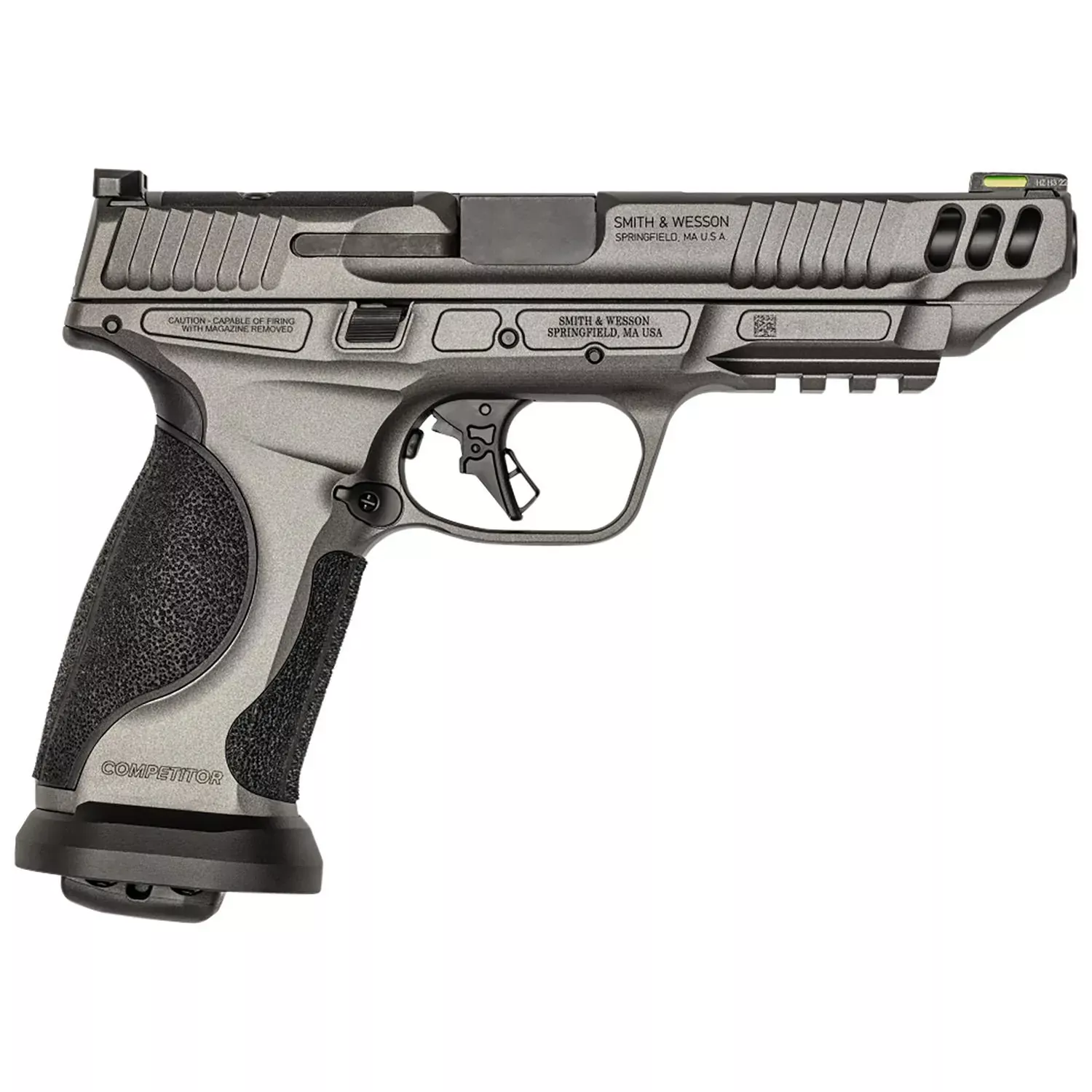 Smith and Wesson M&P Performance Center M2.0 Competitor 13198, 9mm Luger, 5″, Tungsten Gray Finish, 10 Rds