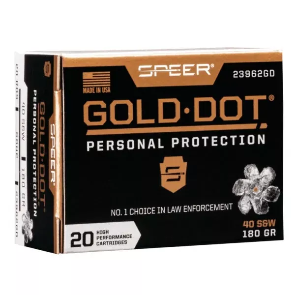 Speer Gold Dot 40 S&W Ammunition 180 Grain Hollow Point Box of 20