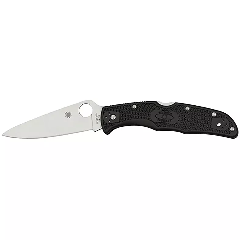 Spyderco Endura 4 Folding Knife, Plain Edge, Black Handle (C10FPBK)