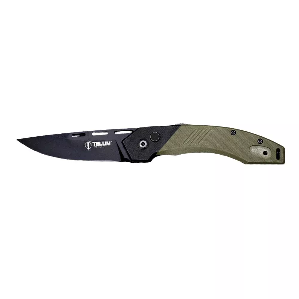 Telum Scorch OD Green Tactical Push-Button Automatic Folding Knife 3.5 Inch