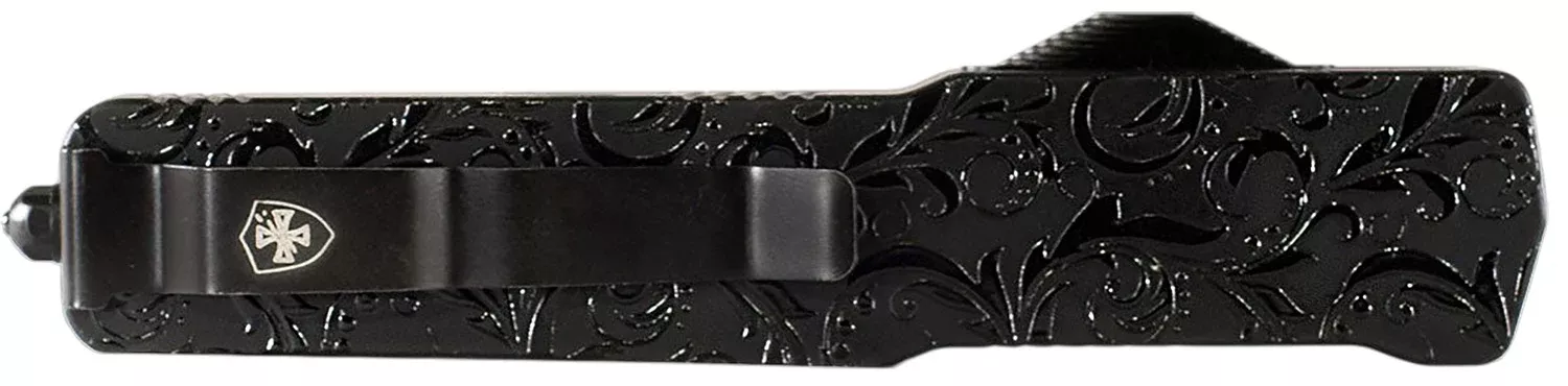 Templar Knife Premium LW Maiden Gloss Slim Out-The-Front Dagger Part Serrated D2 Blade Black Gloss Aluminum Handle