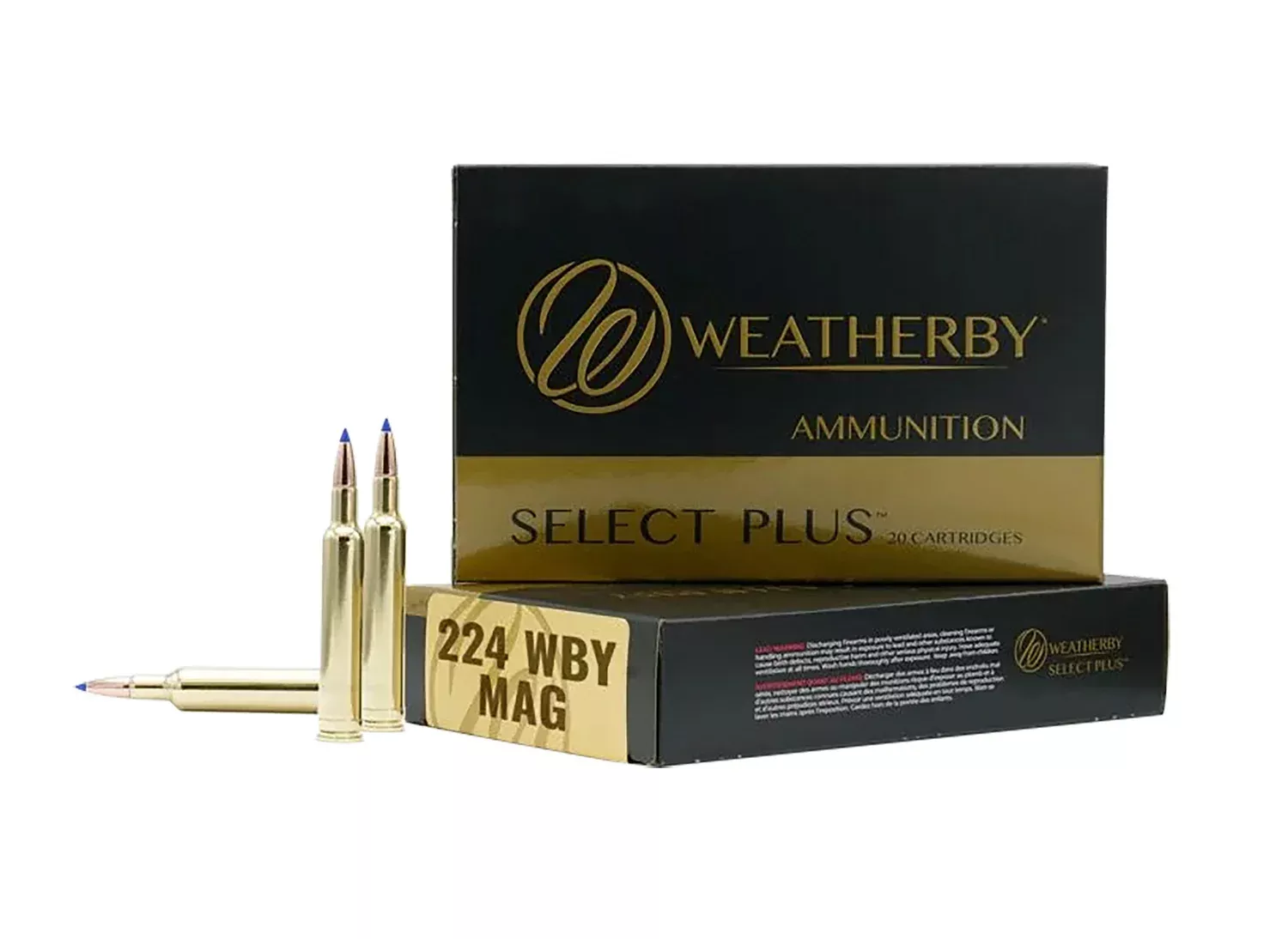 Weatherby .224 Weatherby Mag37 grain Solid Hollow Point ammunition