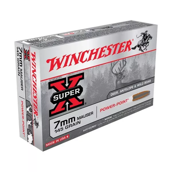 Winchester Super-X 7x57mm Mauser Ammunition 145 Grain Jacketed Soft Point Box of 20