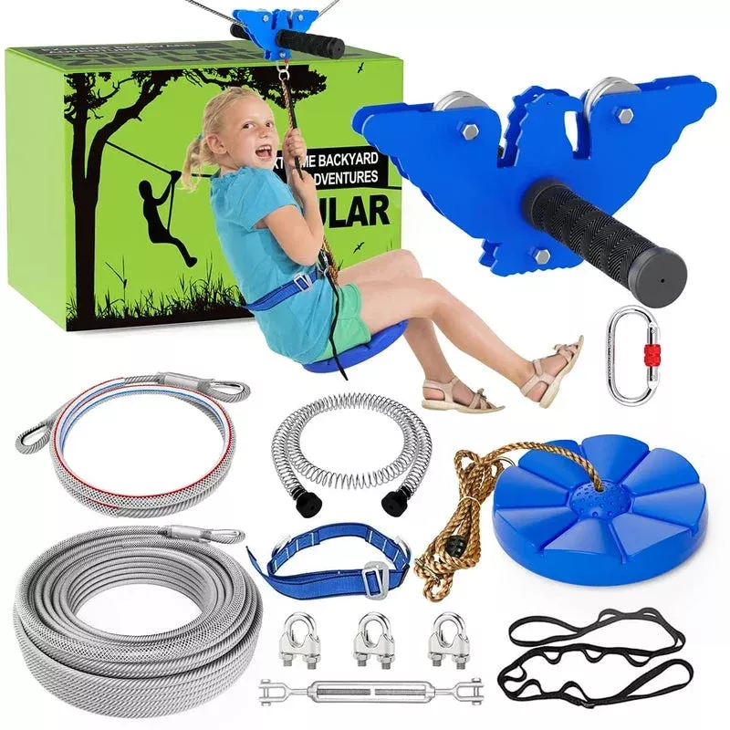 X XBEN 200FT Zip line Kits for Backyard, Zip Lines for Boys, Kids, Inc